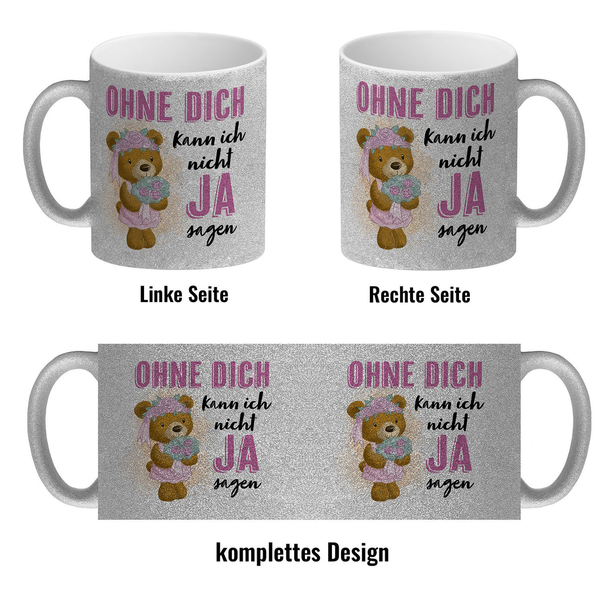 Trauzeugin Teddybär Kaffeebecher mit Spruch Ohne Dich nicht Ja sagen