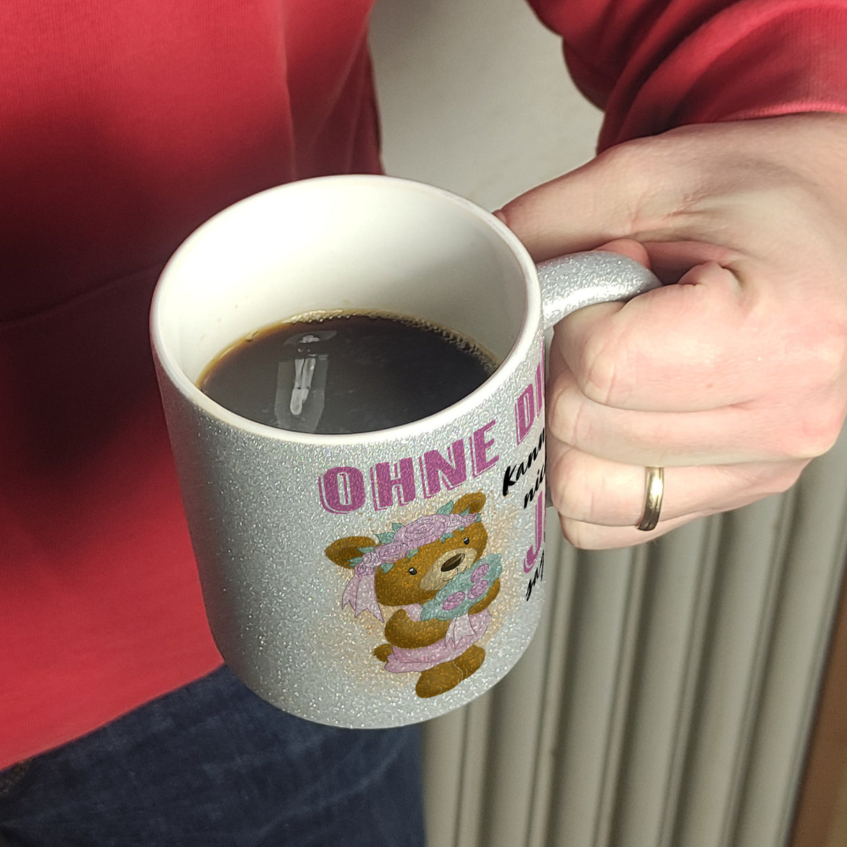 Trauzeugin Teddybär Kaffeebecher mit Spruch Ohne Dich nicht Ja sagen