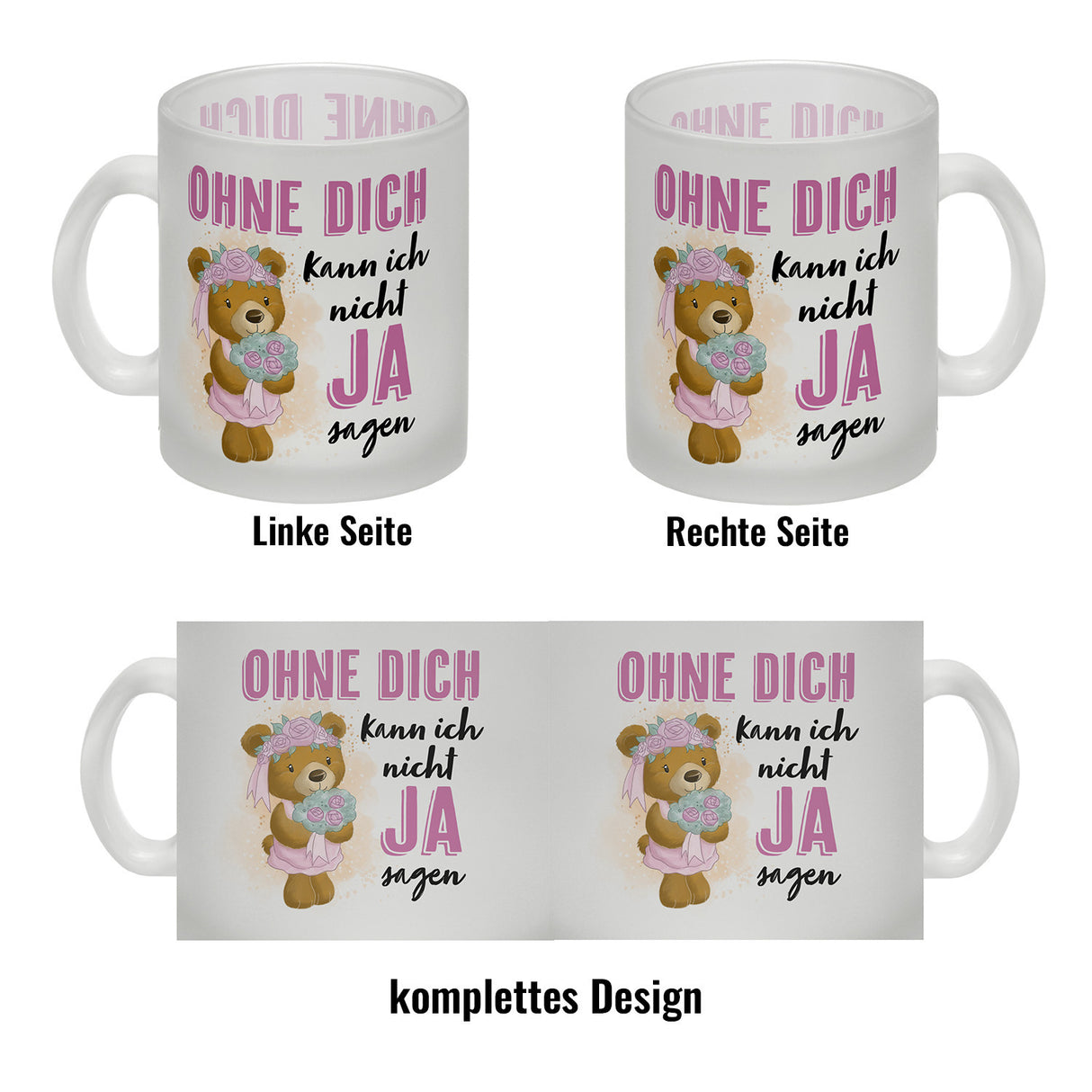 Trauzeugin Teddybär Kaffeebecher mit Spruch Ohne Dich nicht Ja sagen
