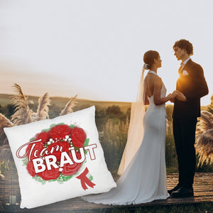 Team Braut Kissen mit Rosenstrauß