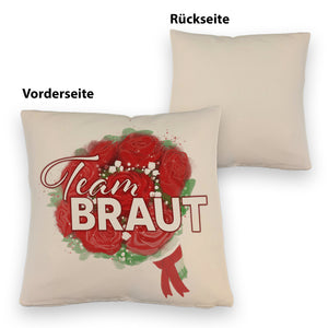 Team Braut Kissen mit Rosenstrauß