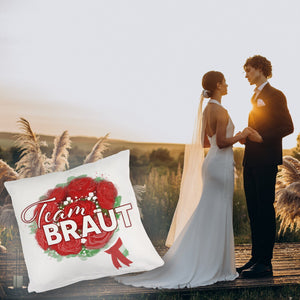 Team Braut Kissen mit Rosenstrauß