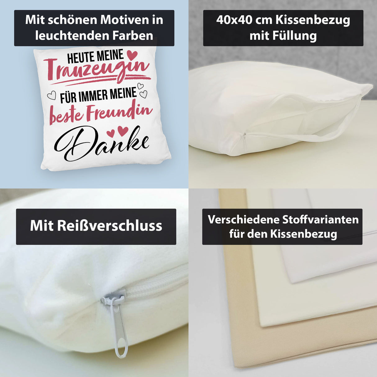 Trauzeugin Kissen mit Spruch heute Trauzeugin - ewig beste Freundin