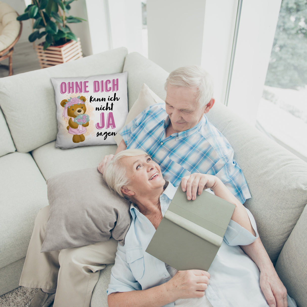 Trauzeugin Teddybär Kissen mit Spruch Ohne Dich kann ich nicht Ja sagen