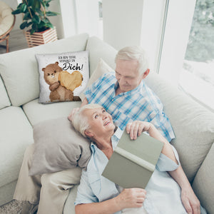 Biber Kissen mit Spruch Ich bin total vernagt in dich