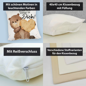 Biber Kissen mit Spruch Ich bin total vernagt in dich