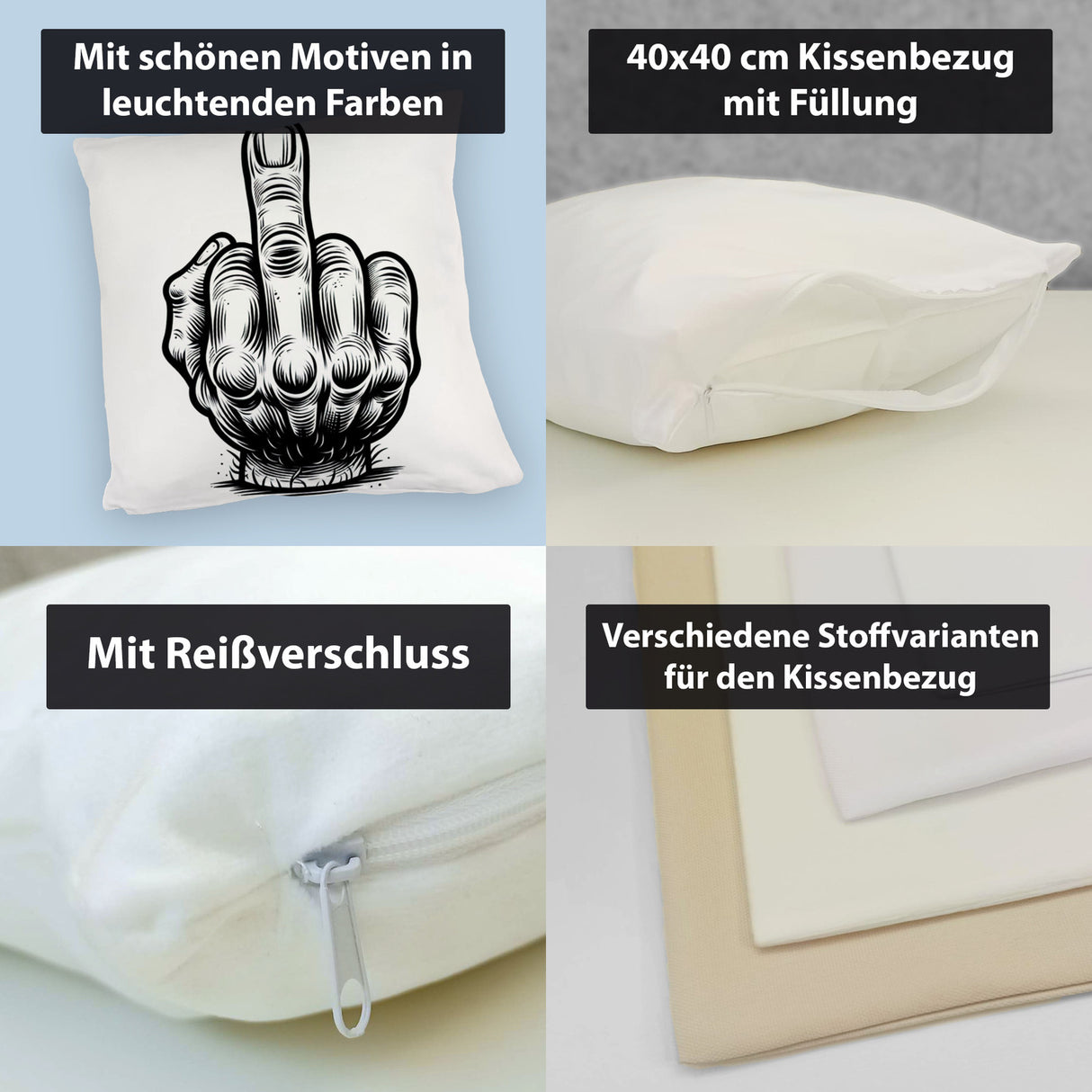 Mittelfinger Comic Kissen