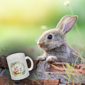 Fuchs und Hase mit Blumenkranz Kaffeebecher