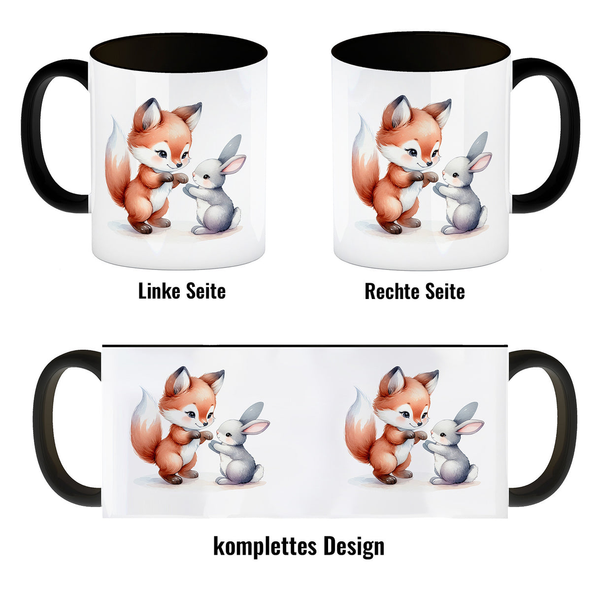 Fuchs und Hase Tierkinder Kaffeebecher