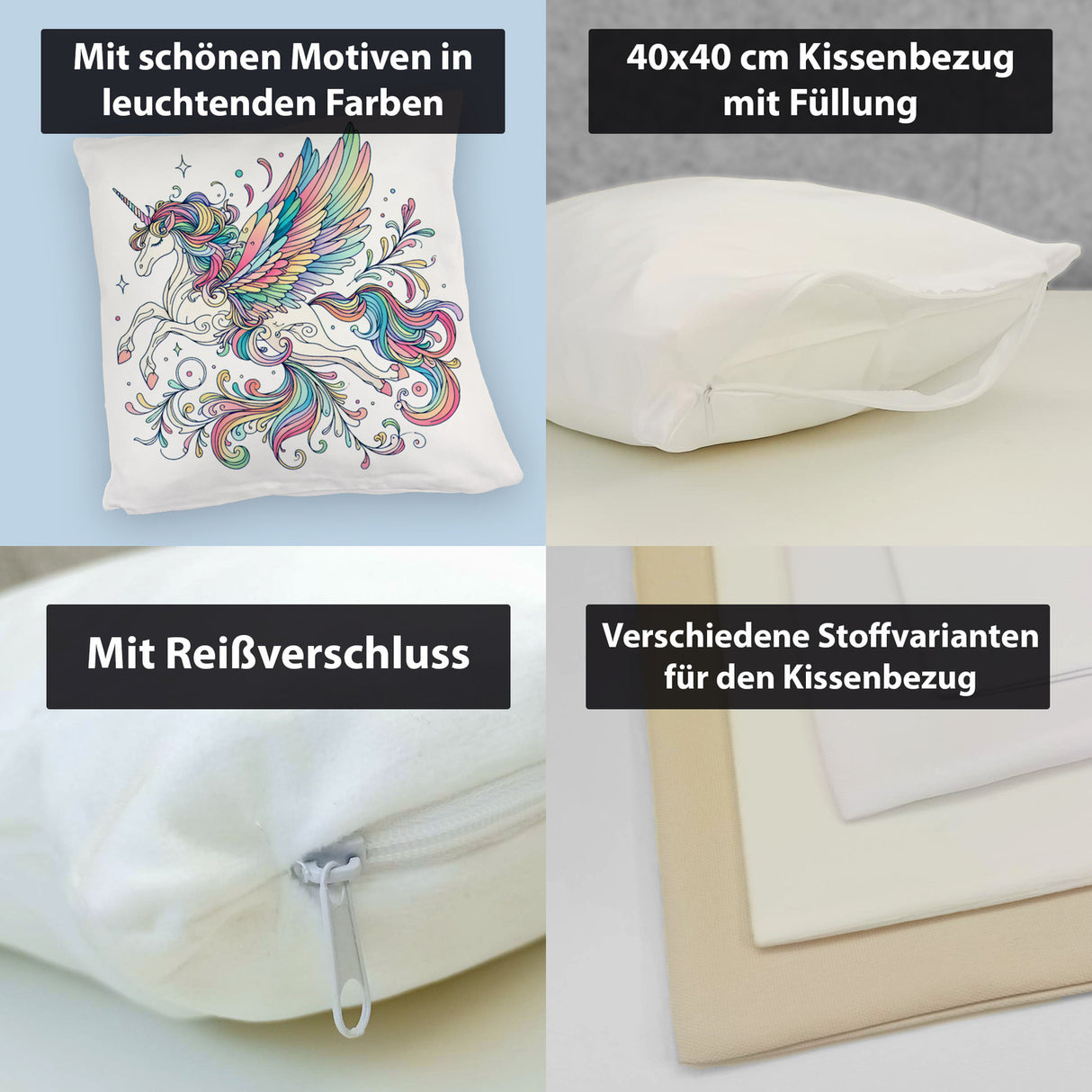Einhorn in pastellfarben Kissen