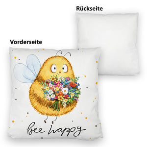 Pummel Biene Kissen mit Spruch Bee happy