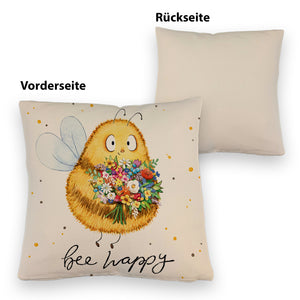 Pummel Biene Kissen mit Spruch Bee happy