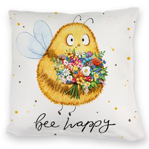 Pummel Biene Kissen mit Spruch Bee happy