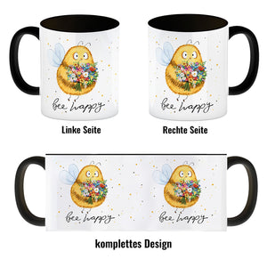 Pummel Biene Kaffeebecher mit Spruch Bee happy