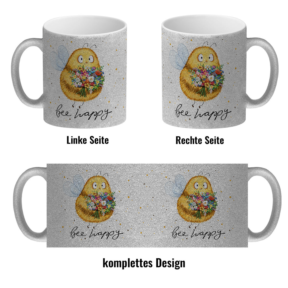 Pummel Biene Kaffeebecher mit Spruch Bee happy