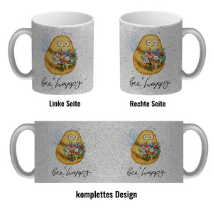 Pummel Biene Kaffeebecher mit Spruch Bee happy