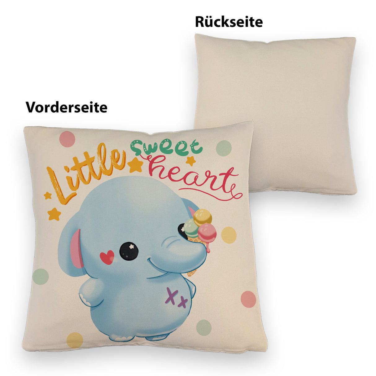 Elefant Kissen mit Spruch Little sweetheart