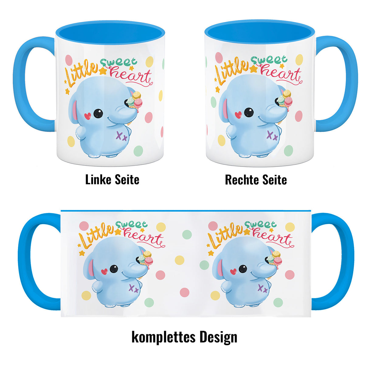 Elefant Kaffeebecher mit Spruch Little sweetheart