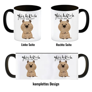 Quokka Kaffeebecher mit Spruch Glücklich steht dir gut