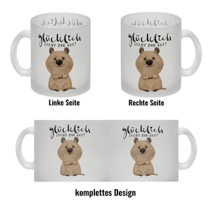 Quokka Kaffeebecher mit Spruch Glücklich steht dir gut