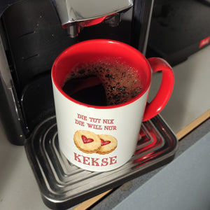 Kekse Kaffeebecher mit Spruch Die tut nix die will nur Kekse