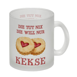 Kekse Kaffeebecher mit Spruch Die tut nix die will nur Kekse