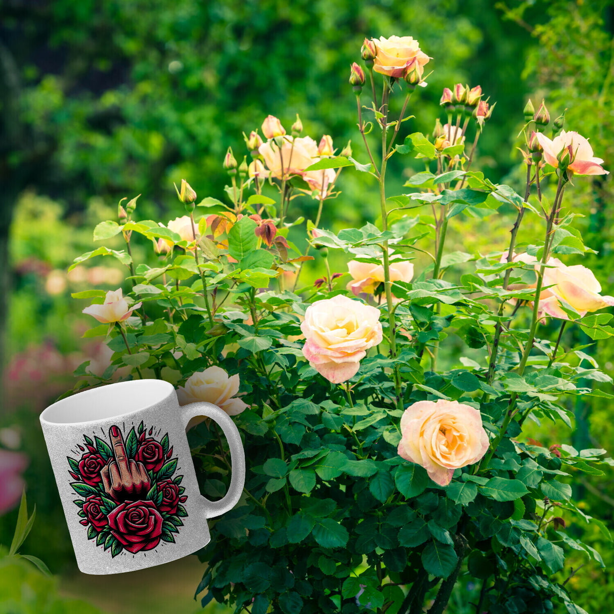 Stinkefinger Rosen - Ich hasse Menschen Kaffeebecher