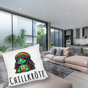 Schildkröte Rastafari Kissen mit Spruch Chillkröte