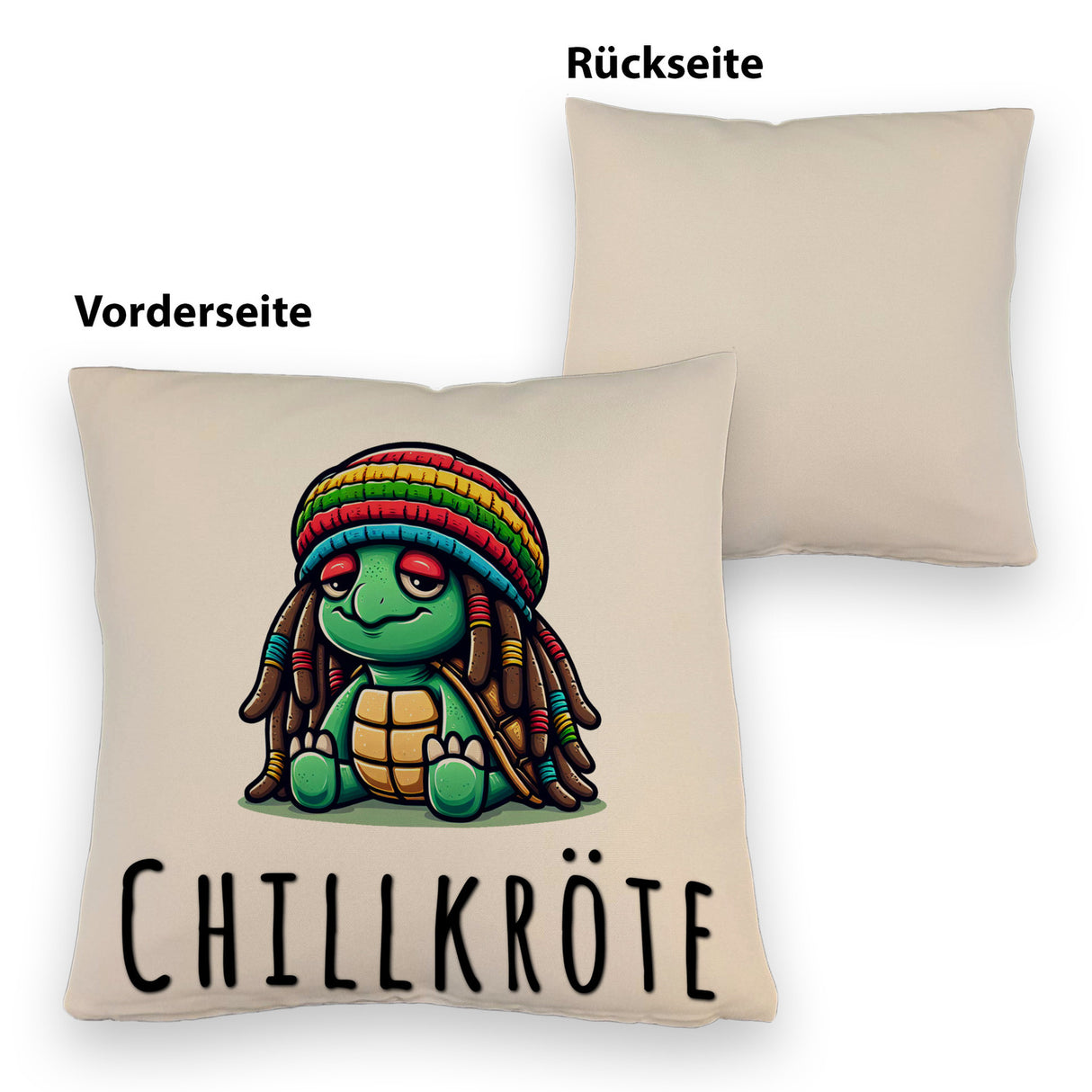Schildkröte Rastafari Kissen mit Spruch Chillkröte