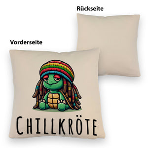 Schildkröte Rastafari Kissen mit Spruch Chillkröte