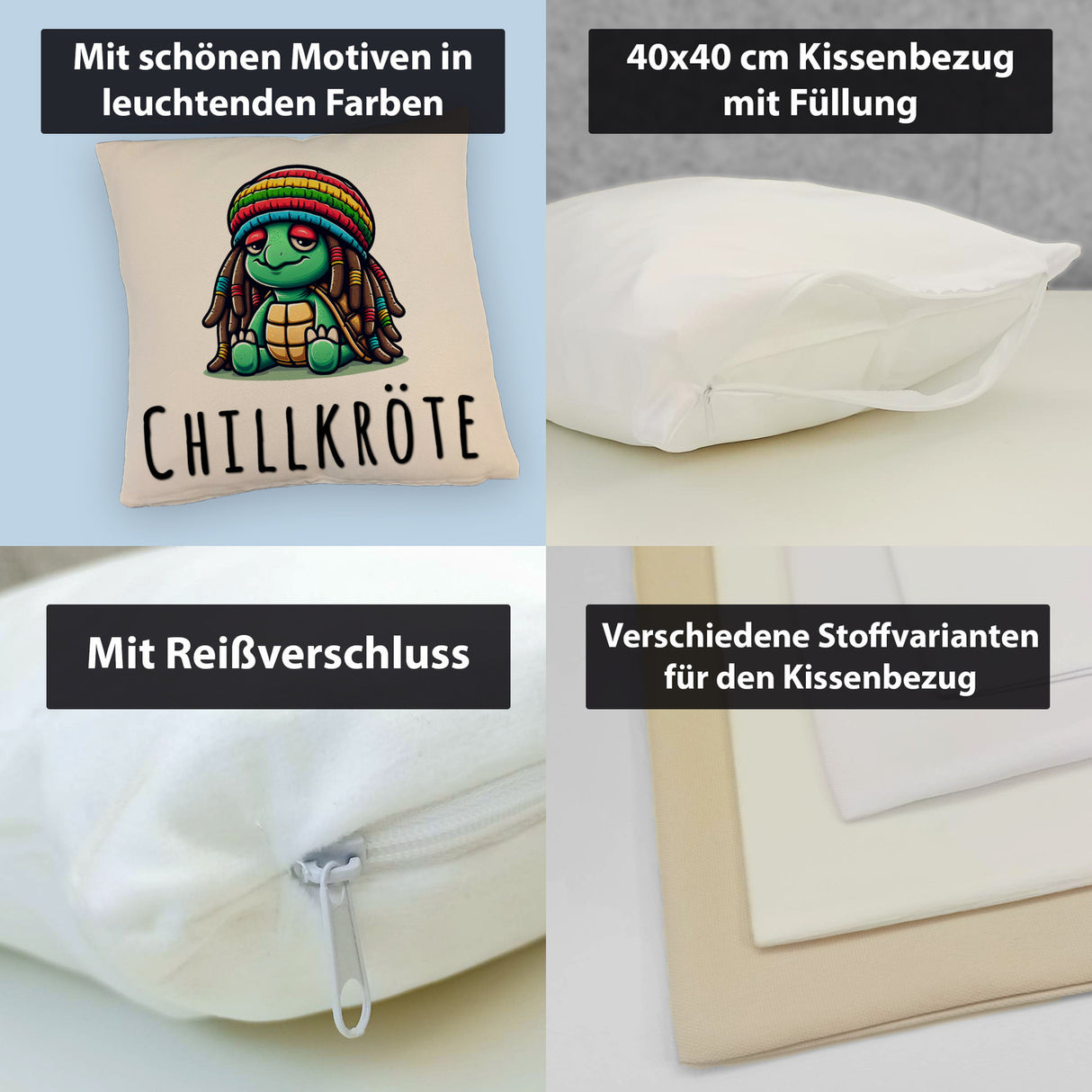 Schildkröte Rastafari Kissen mit Spruch Chillkröte