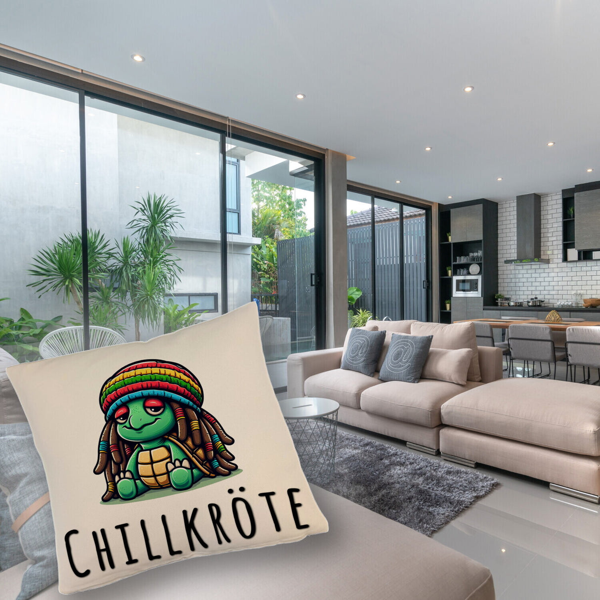 Schildkröte Rastafari Kissen mit Spruch Chillkröte