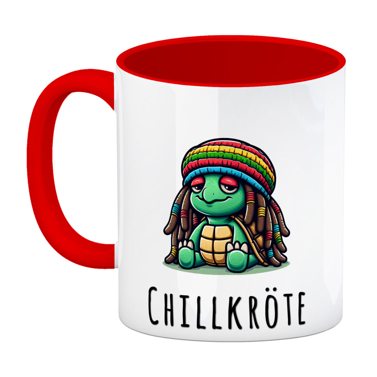 Schildkröte Rastafari Kaffeebecher mit Spruch Chillkröte