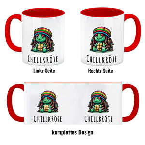 Schildkröte Rastafari Kaffeebecher mit Spruch Chillkröte