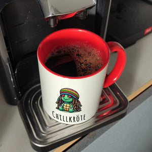 Schildkröte Rastafari Kaffeebecher mit Spruch Chillkröte