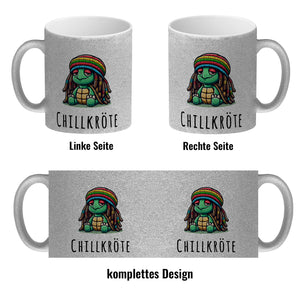 Schildkröte Rastafari Kaffeebecher mit Spruch Chillkröte