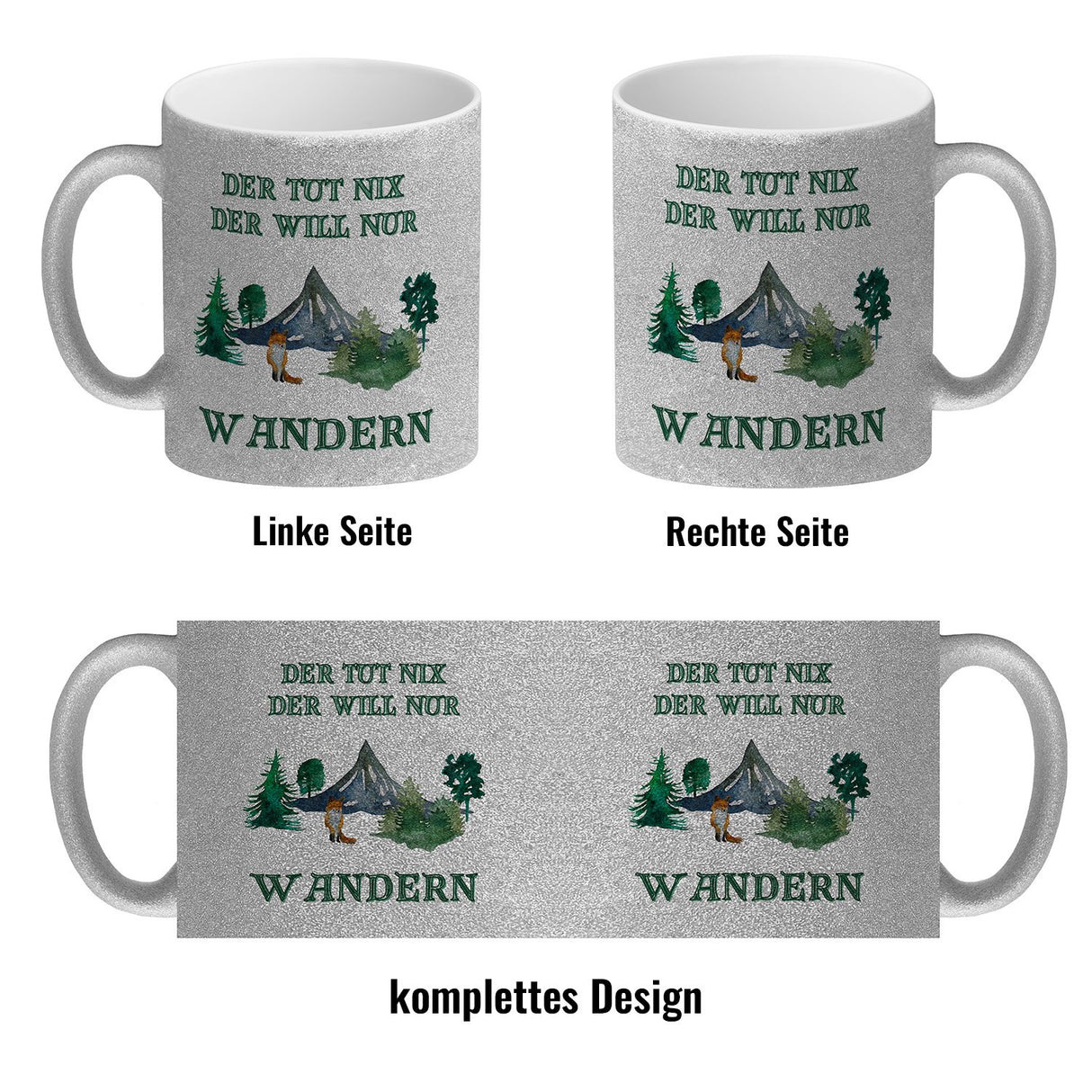 Wandern Kaffeebecher mit Spruch Der tut nix der will nur wandern