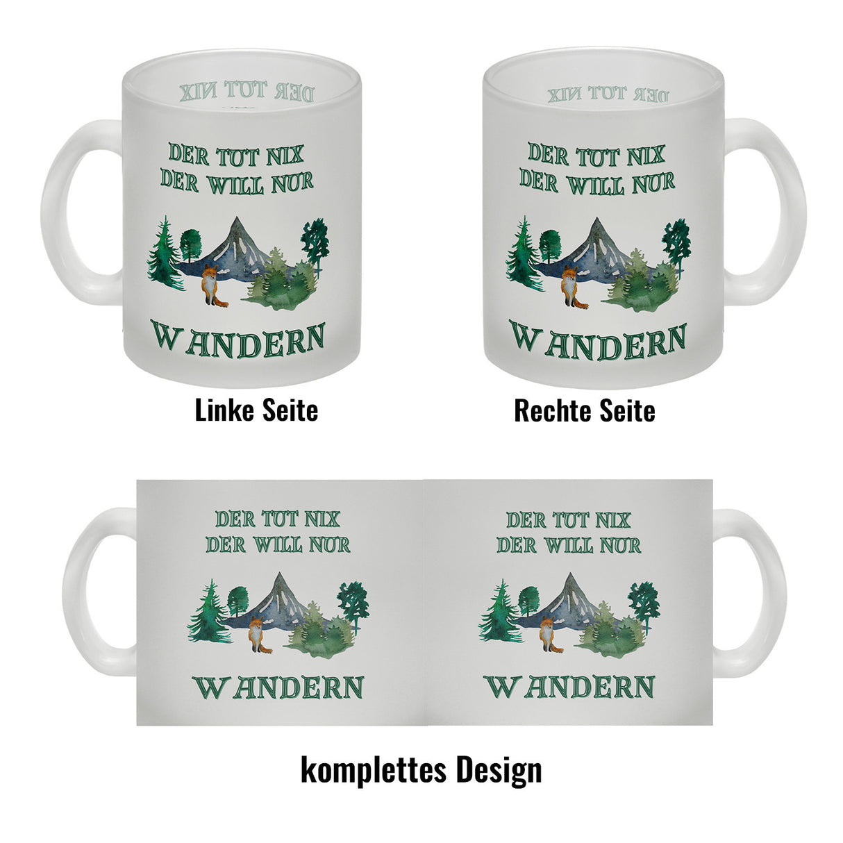 Wandern Kaffeebecher mit Spruch Der tut nix der will nur wandern