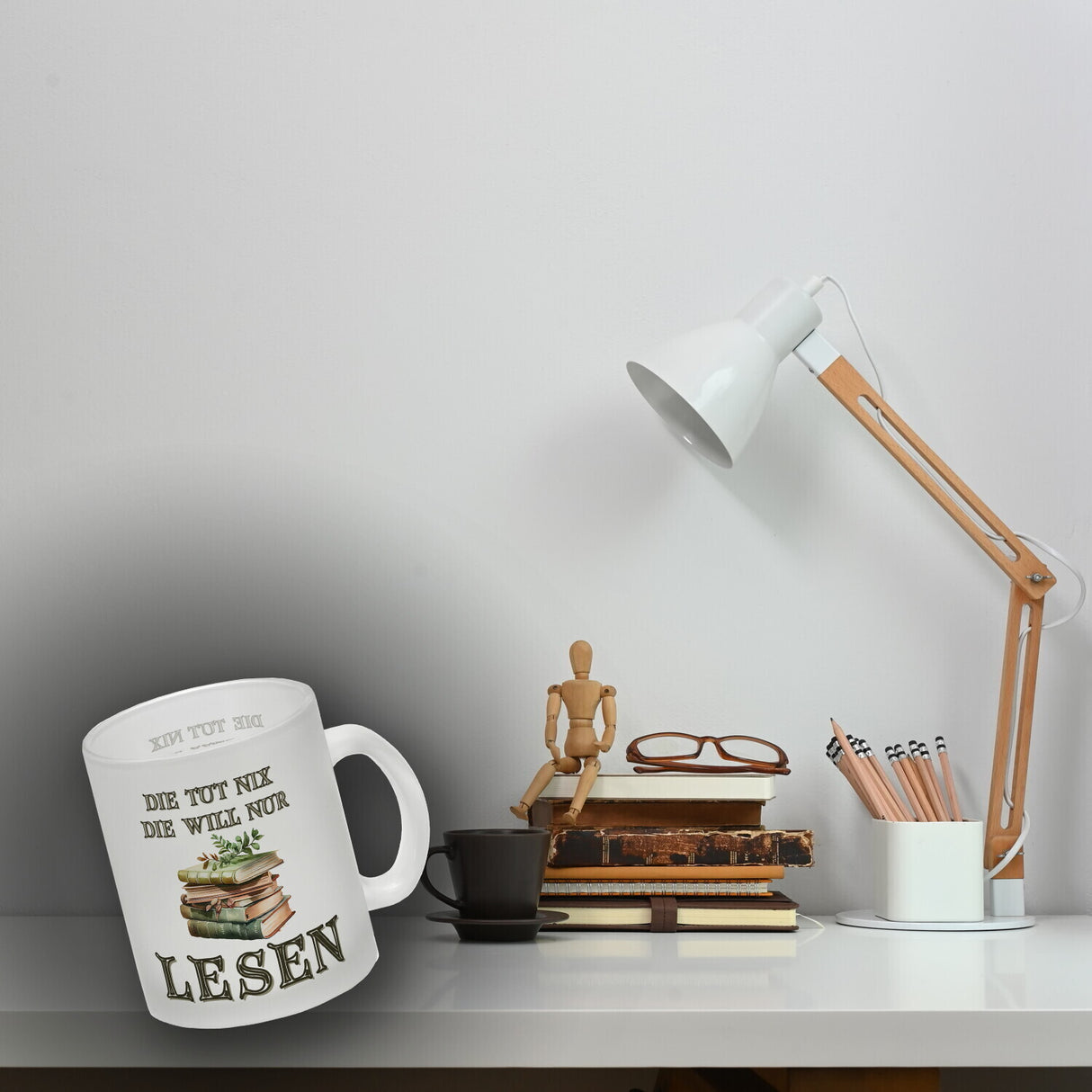 Bücher Kaffeebecher mit Spruch Die tut nix die will nur lesen