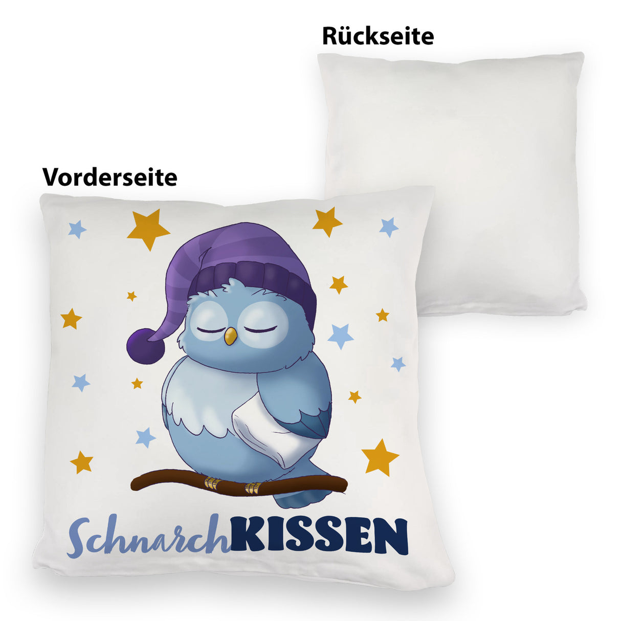 Schlafende Eule Kissen mit Spruch SchnarchKissen