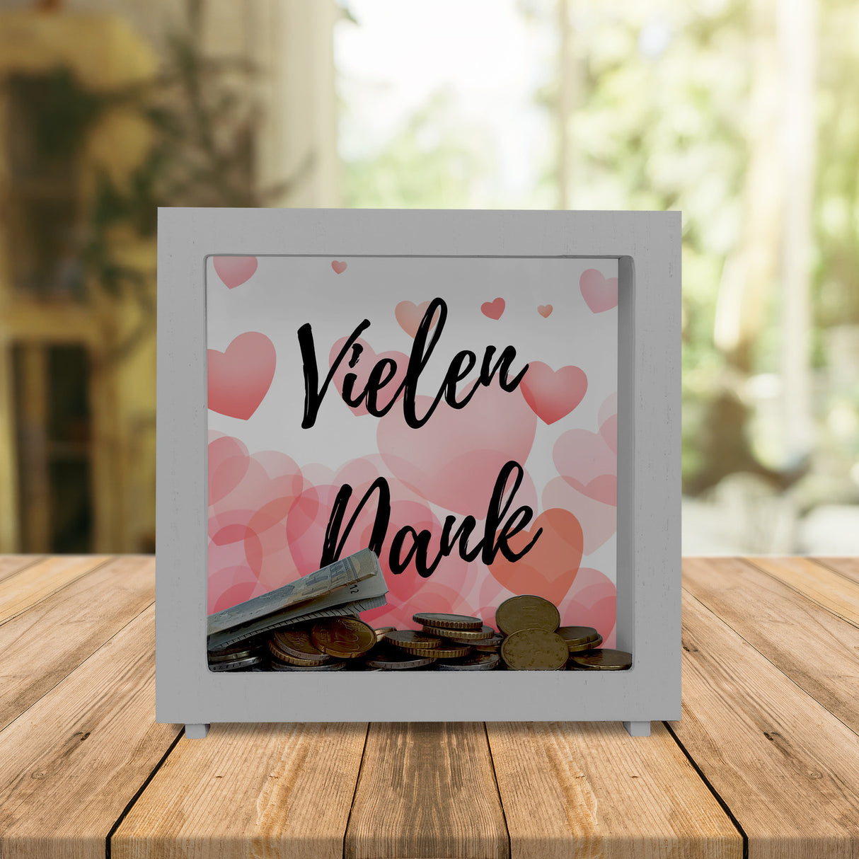 Vielen Dank Spardose mit Herzen