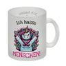 Einhorn Kaffeebecher mit Spruch Ich hasse Menschen!