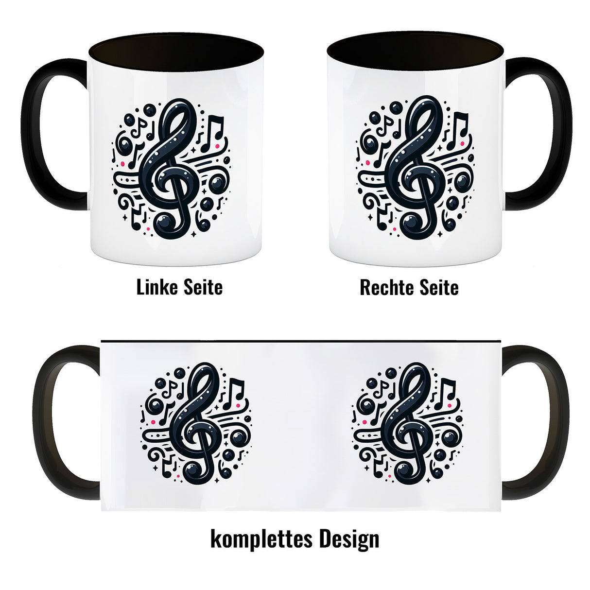 Musiknoten und Notenschlüssel Kaffeebecher