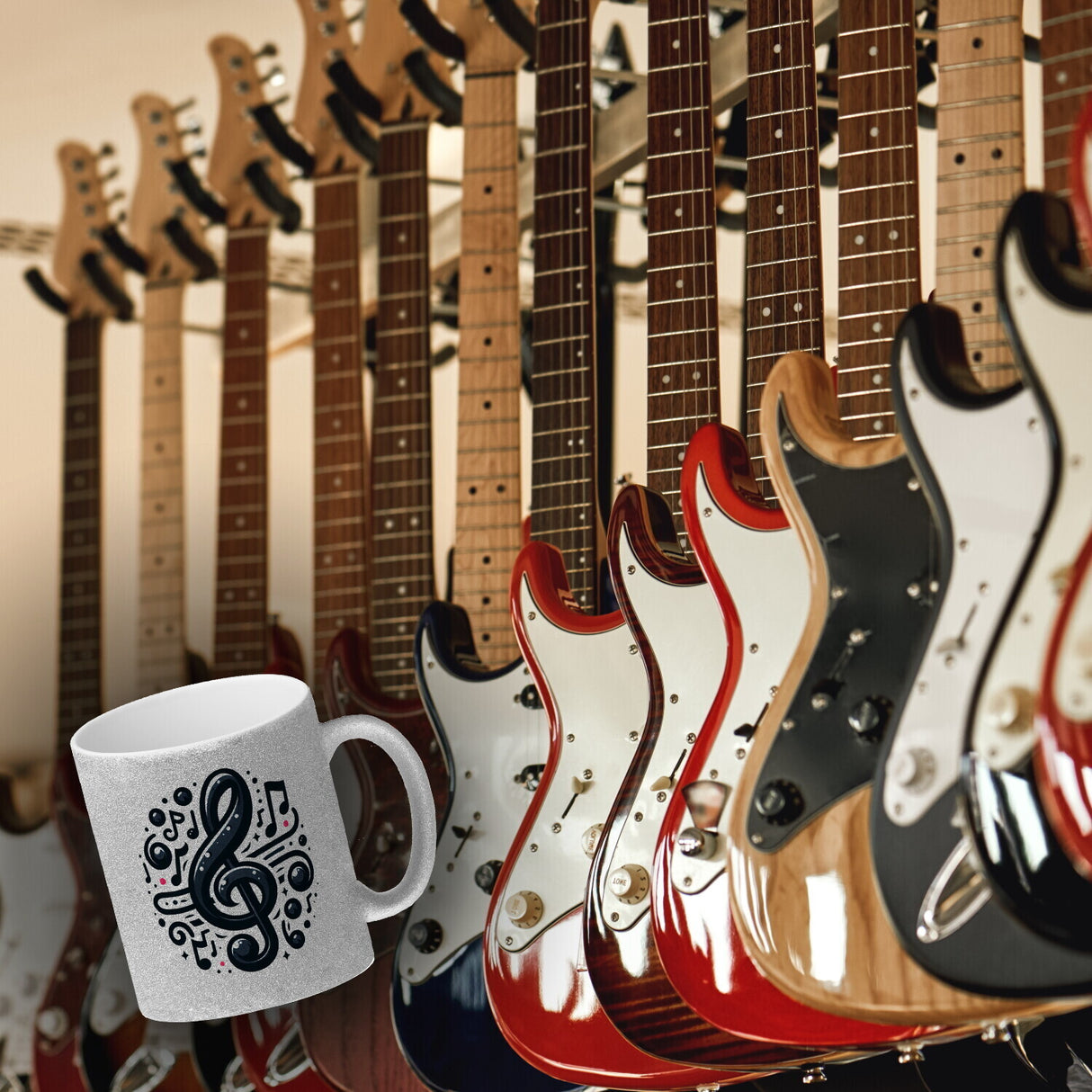 Musiknoten und Notenschlüssel Kaffeebecher