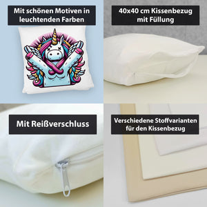 Grimmiges Einhorn Kissen