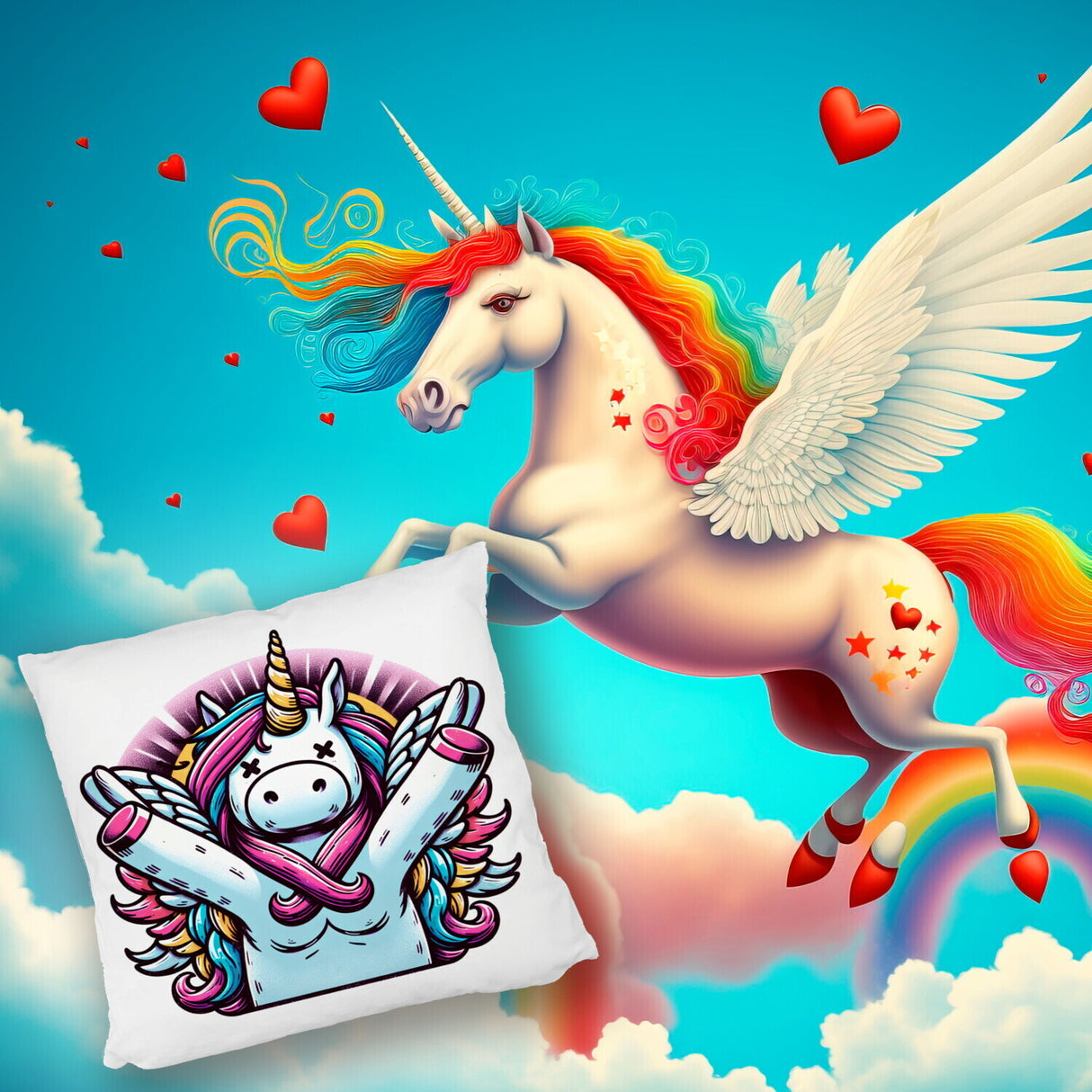 Grimmiges Einhorn Kissen