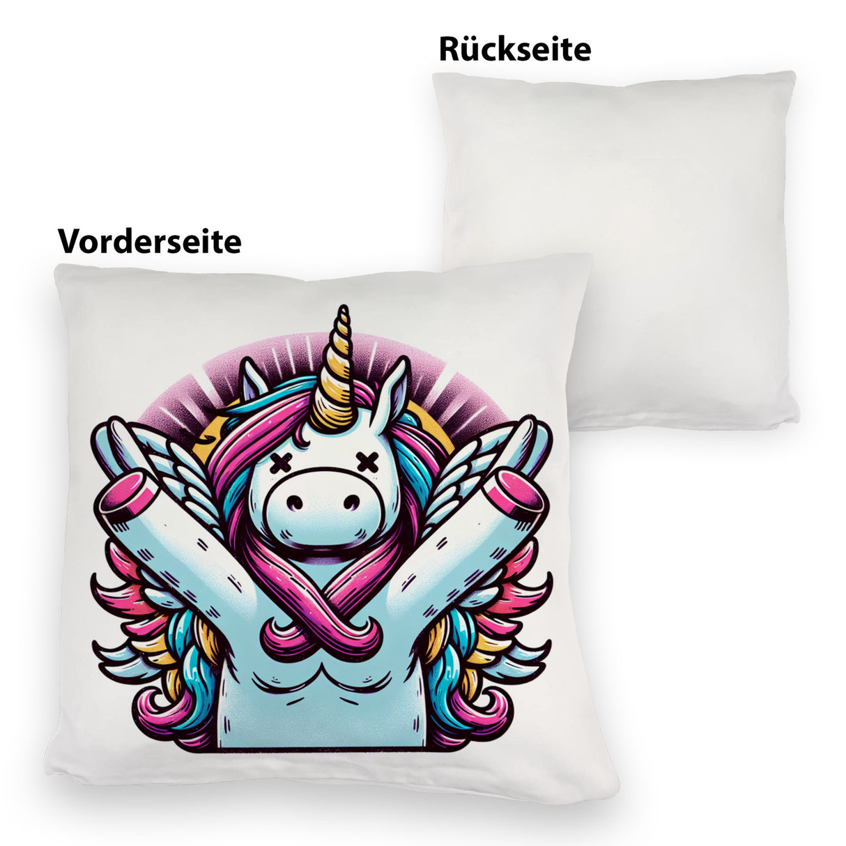 Grimmiges Einhorn Kissen