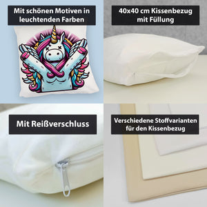 Grimmiges Einhorn Kissen