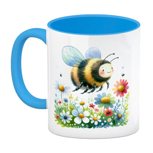 Hummel auf Blumenwiese Kaffeebecher