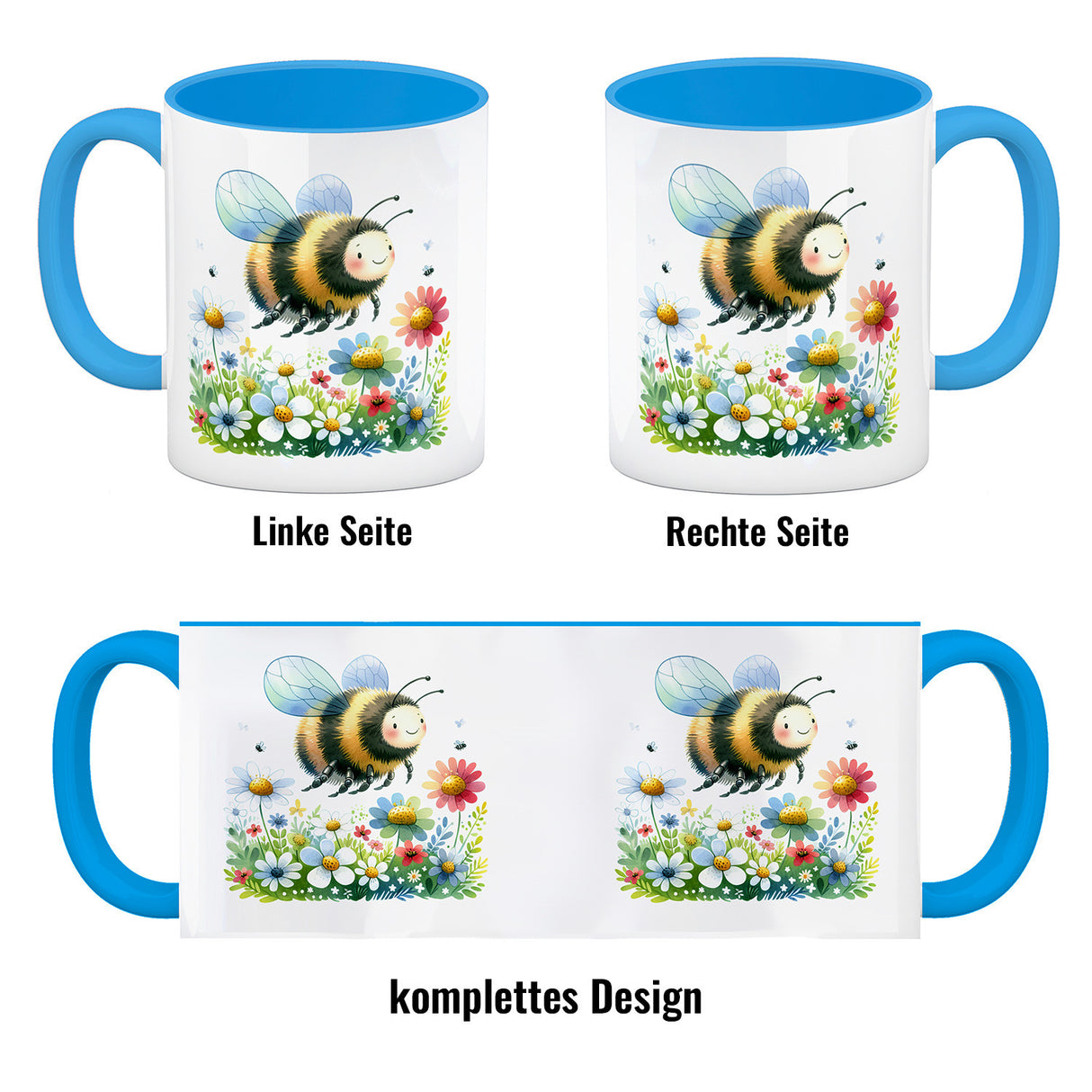 Hummel auf Blumenwiese Kaffeebecher